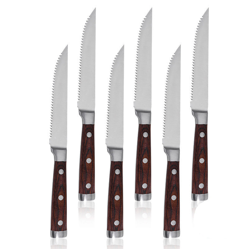 Couverts à steak acier inox bois