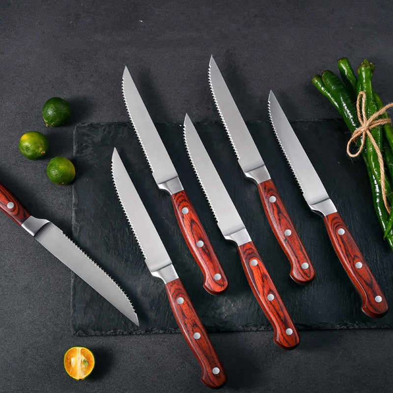 Couverts à steak acier inox bois