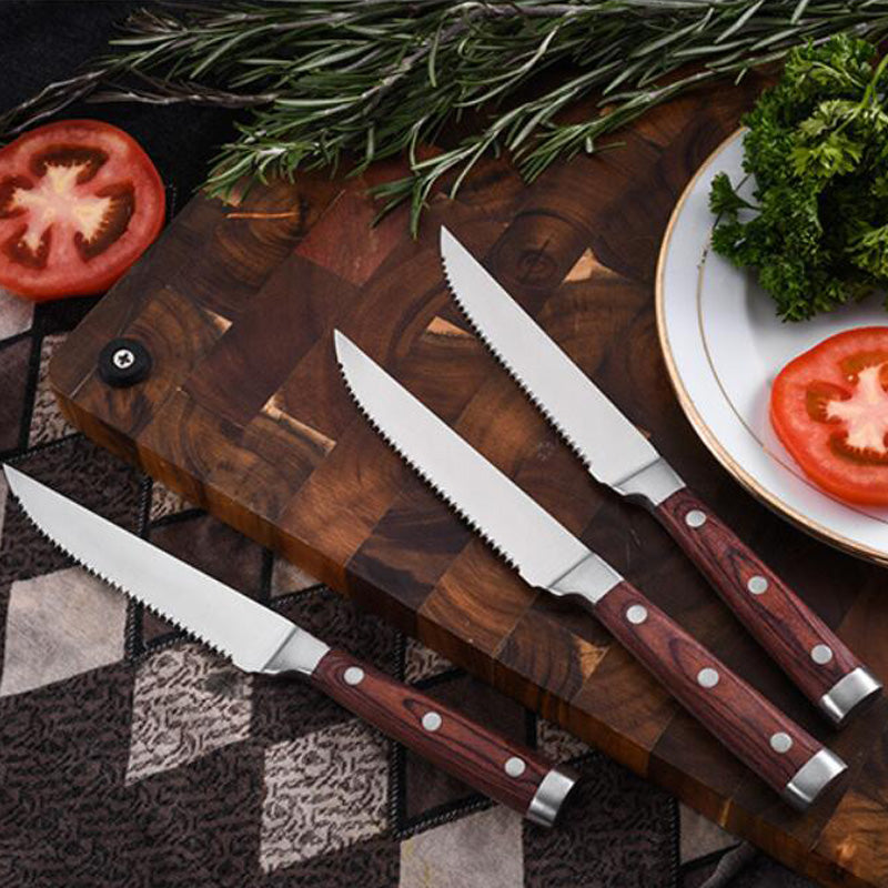Couverts à steak acier inox bois